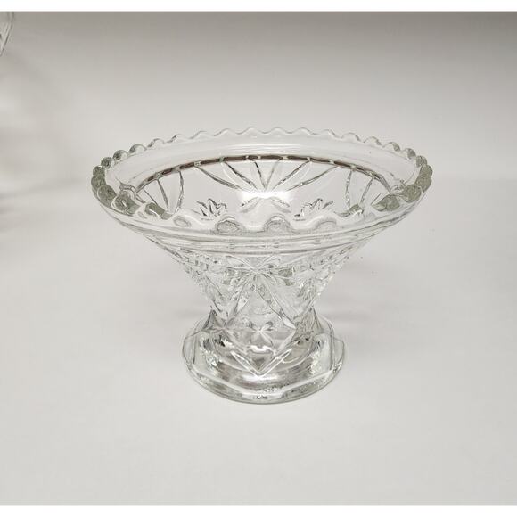 ANCHOR HOCKING Clear Prescut 1960s Star Of David Patterned Punch Bowl Set 22 - Picture 7 of 9